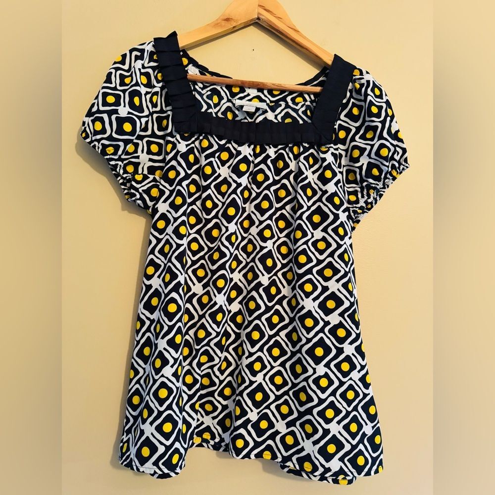 LOFT Black and White Graphic Blouse Relaxed Fit
